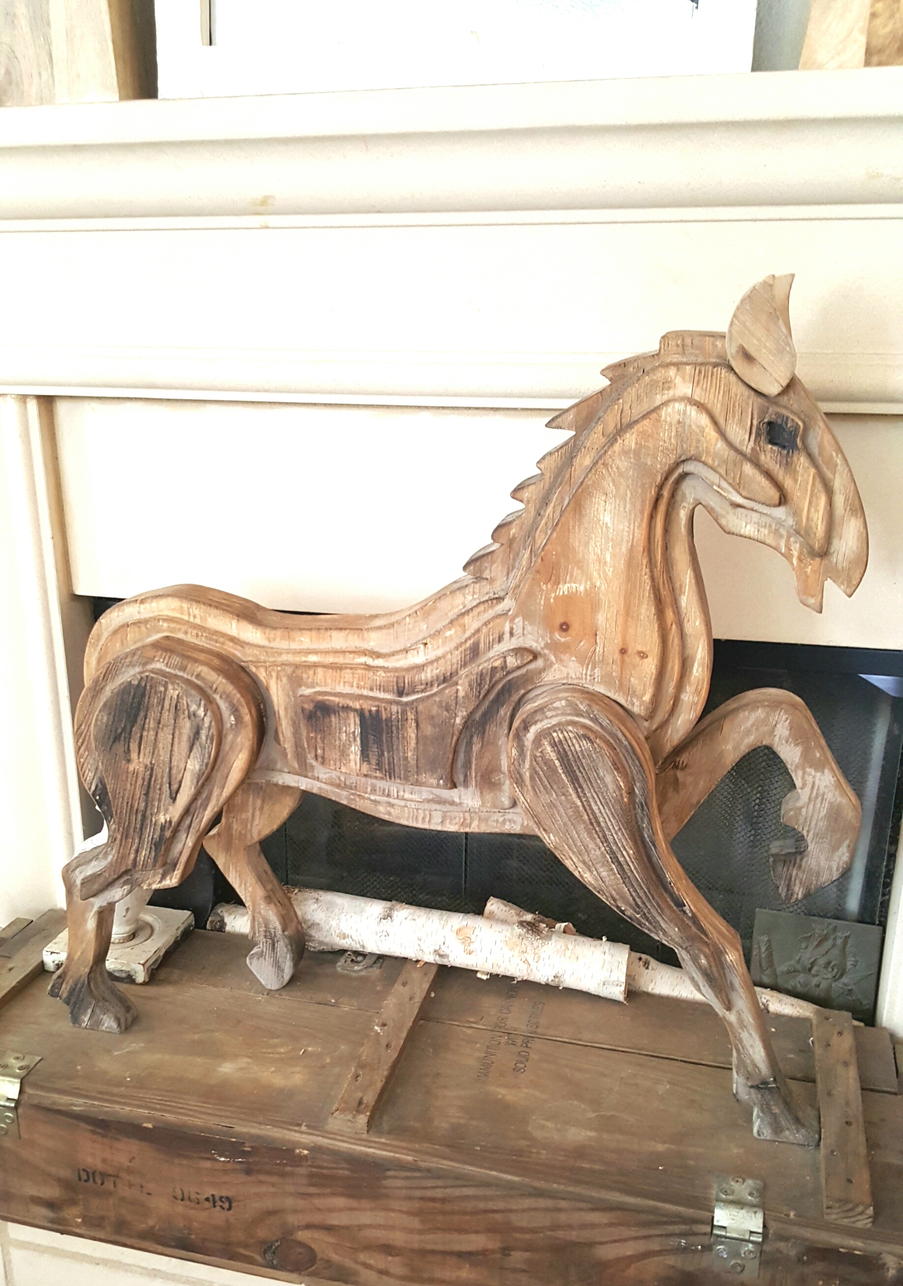 wood horse homegoods statue carved