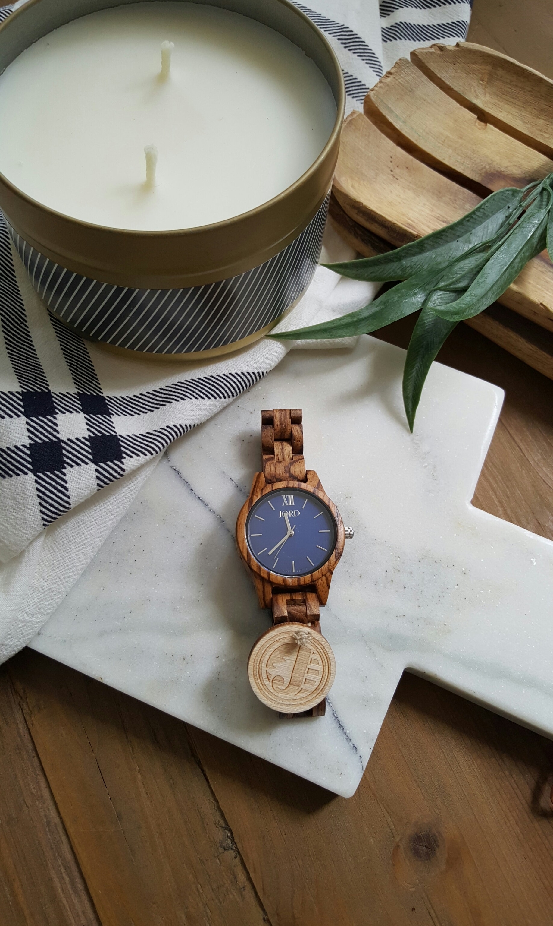 wood zebrawood navy ladies watch Jord Unique