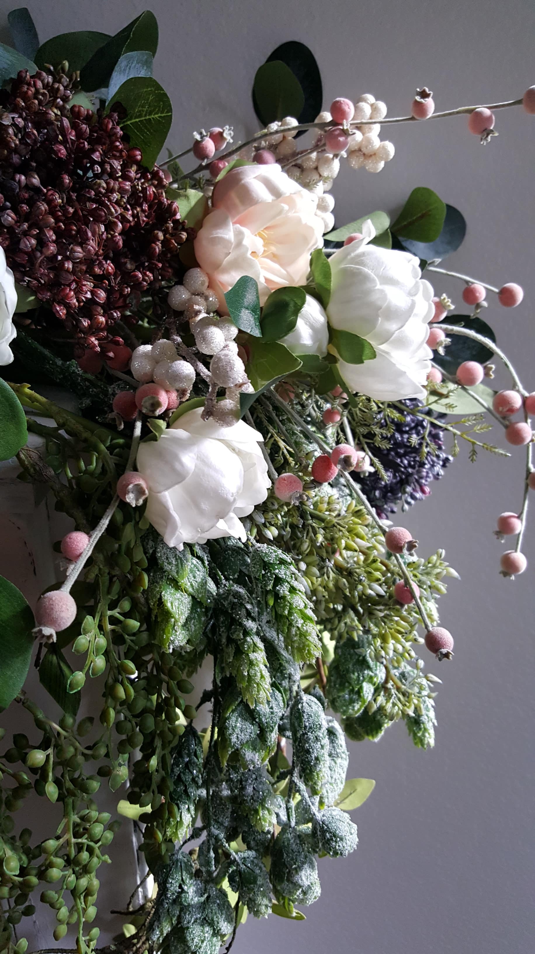 Neutral Winter Wedding Bouquet with Silk Flowers and Artificial