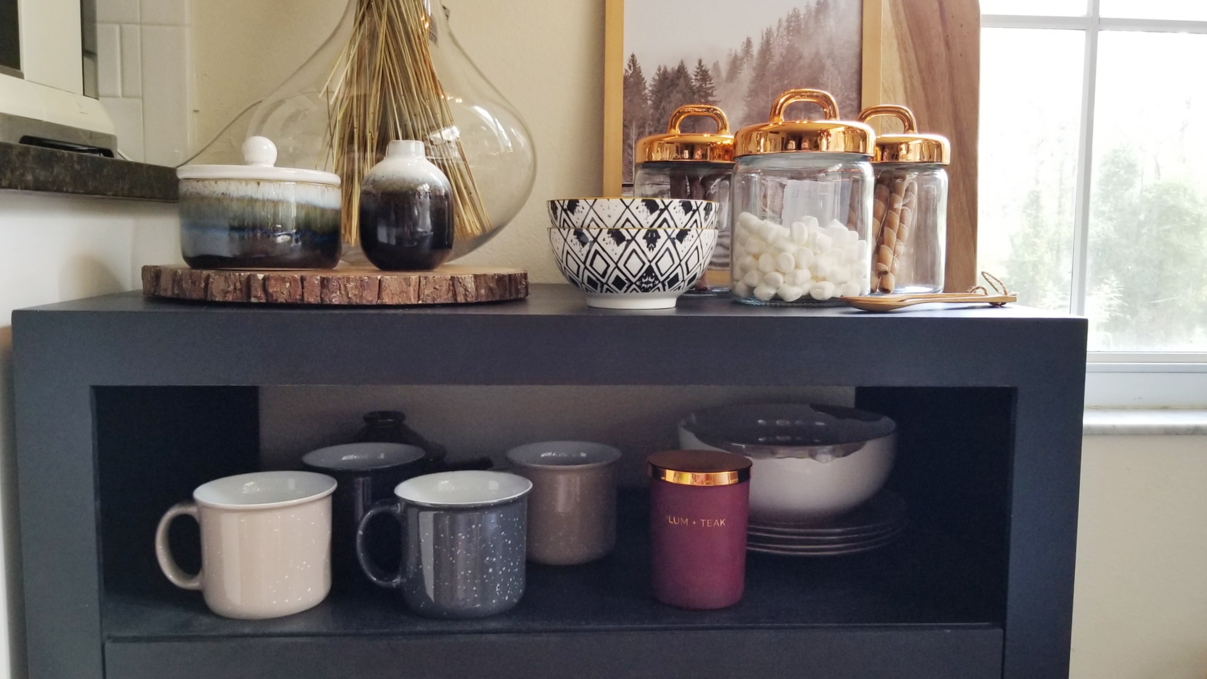 Blushing Coffee Bar DIY With Glitter Paint - Simple Cozy Charm
